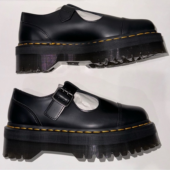 Dr. Martens Bethan polished smooth leather platform shoes size 7 - Picture 2 of 8
